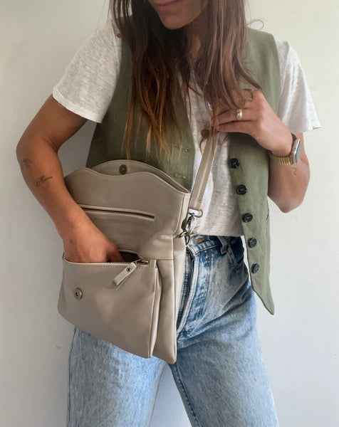 Linki fold over bag taupe