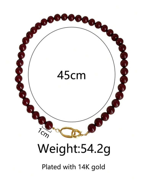 DEEP RED BEADED NECKLACE