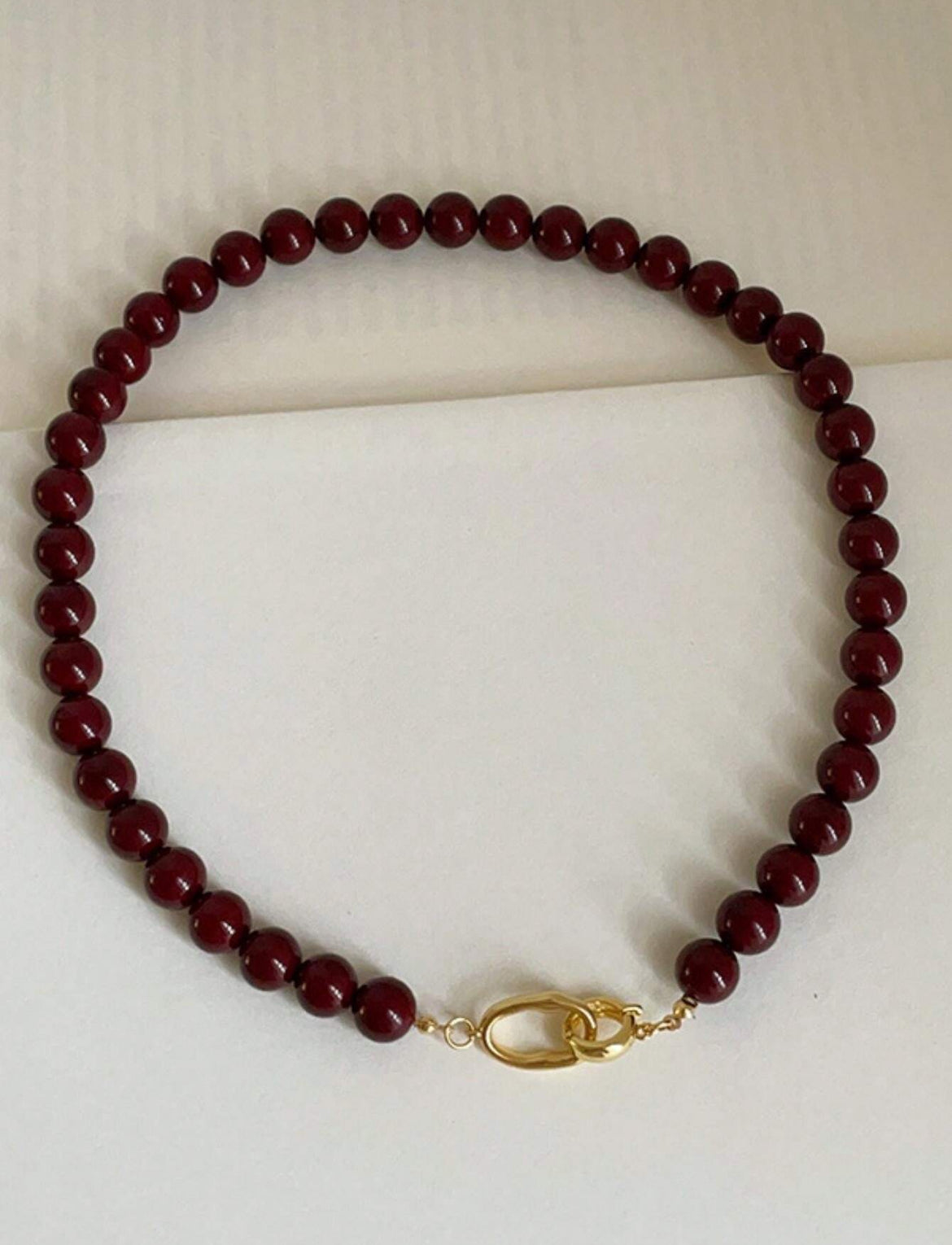 DEEP RED BEADED NECKLACE