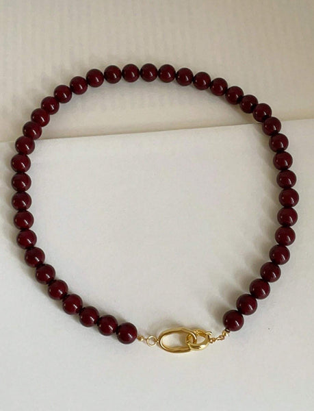 DEEP RED BEADED NECKLACE