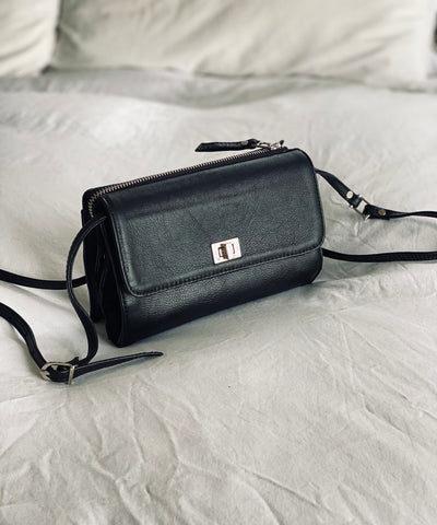 UTILITY BAG - BLACK WITH SILVER TRIMS