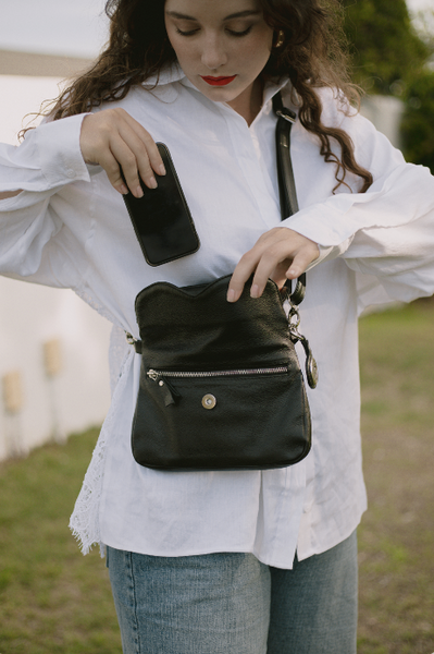 LUNA FOLD OVER BAG BLACK