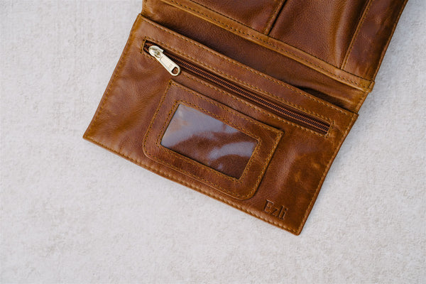 UTILITY BAG - TAN WITH GOLD TRIMS